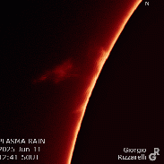 <font class="tempImageTitleThumbText">Plasma Rain From Eruptive Prominence</font><br>Giorgio Rizzarelli<br>Jun 13 1:25am<br>Trieste, Italy