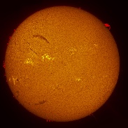 <font class="tempImageTitleThumbText">Sunspots, Filaments, Prominences</font><br>Michael Borman<br>Oct 22 8:21pm<br>Evansville, Indiana, USA