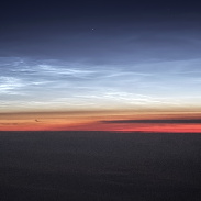 <font class="tempImageTitleThumbText">Noctilucent Clouds Before Sunrise</font><br>Mike Cresap<br>Jul 15 6:15am<br>39000 feet SE of Iceland and we