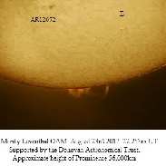 <font class="tempImageTitleThumbText">Prominence & Sunspot Group</font><br>Monty Leventhal<br>Aug 24 1:13am<br>Sydney. Australia